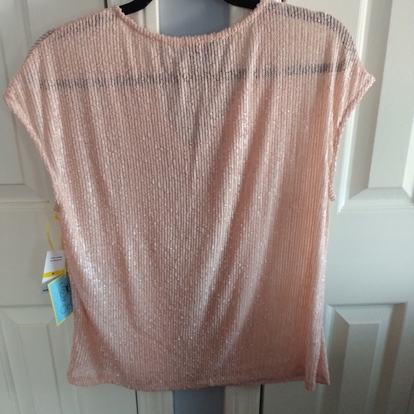 CeCe Blush Sequins V Neck Top M - Picture 3 of 12